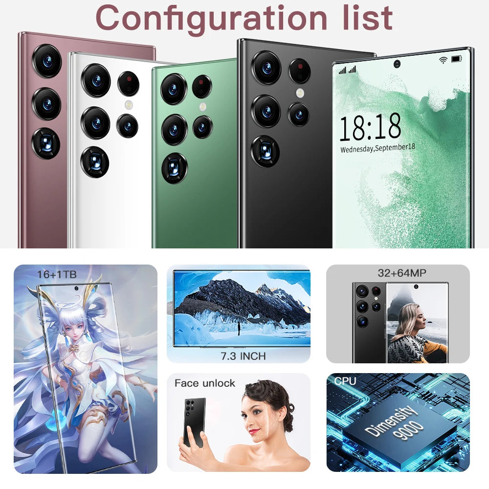 2023 Note 20 Ultra New 7.3inch Smartphone 4g 5g Unlocked Android Mobile Original Cellphone Cell Smart Phone Tidesmit