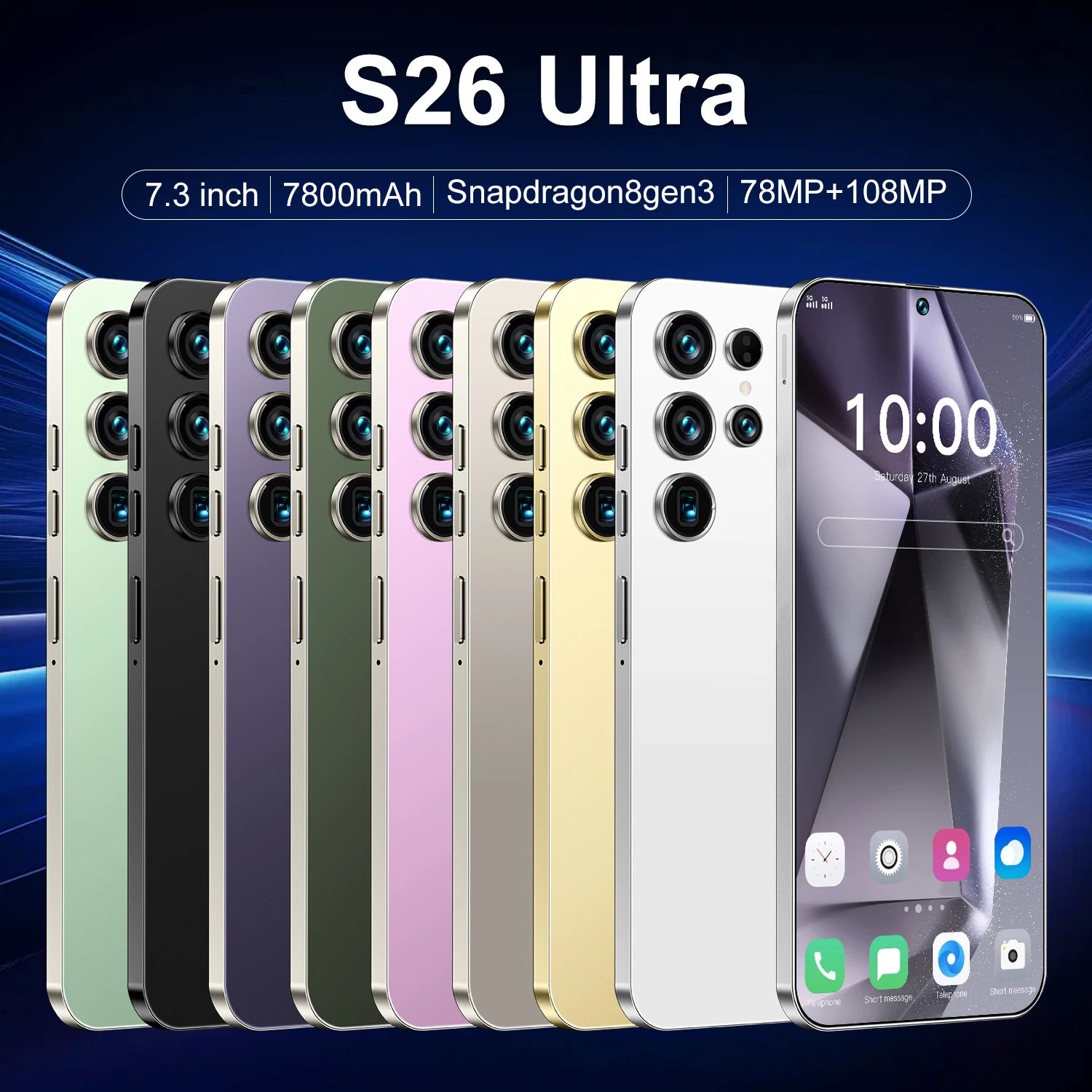 2025 New Original S26 Ultra Smartphones 22GB+2TB 5G Dual SIM Mobile Phone HD Face Unlock Android 14 5G Phone Tidesmit