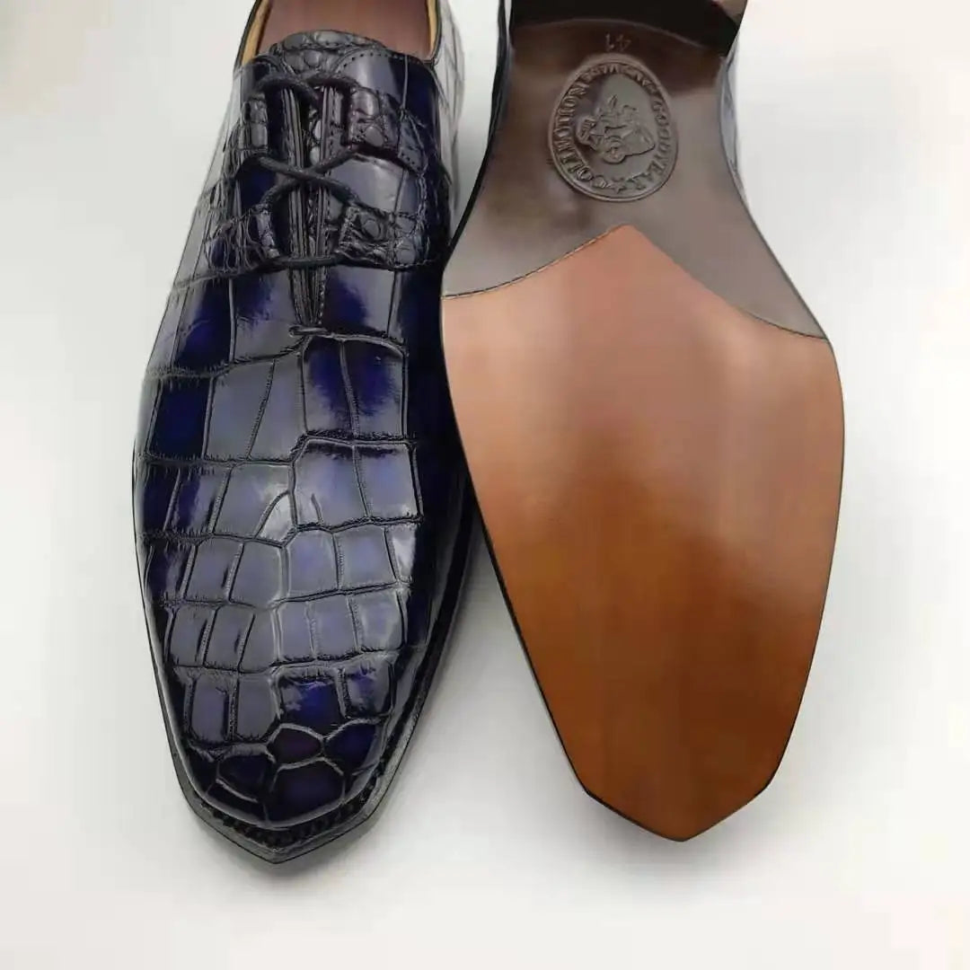 Goodyear Welt Handmade Branded Shoes Men Genuine Crocodile Leather Formal Mens Shoes Alligator Skin Luxury Dress Shoes & Oxfords