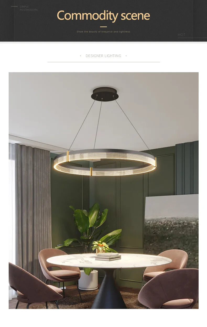 Nordic LED Ring Light Chandelier | Adjustable Color Temperature 3-Layer Tidesmit