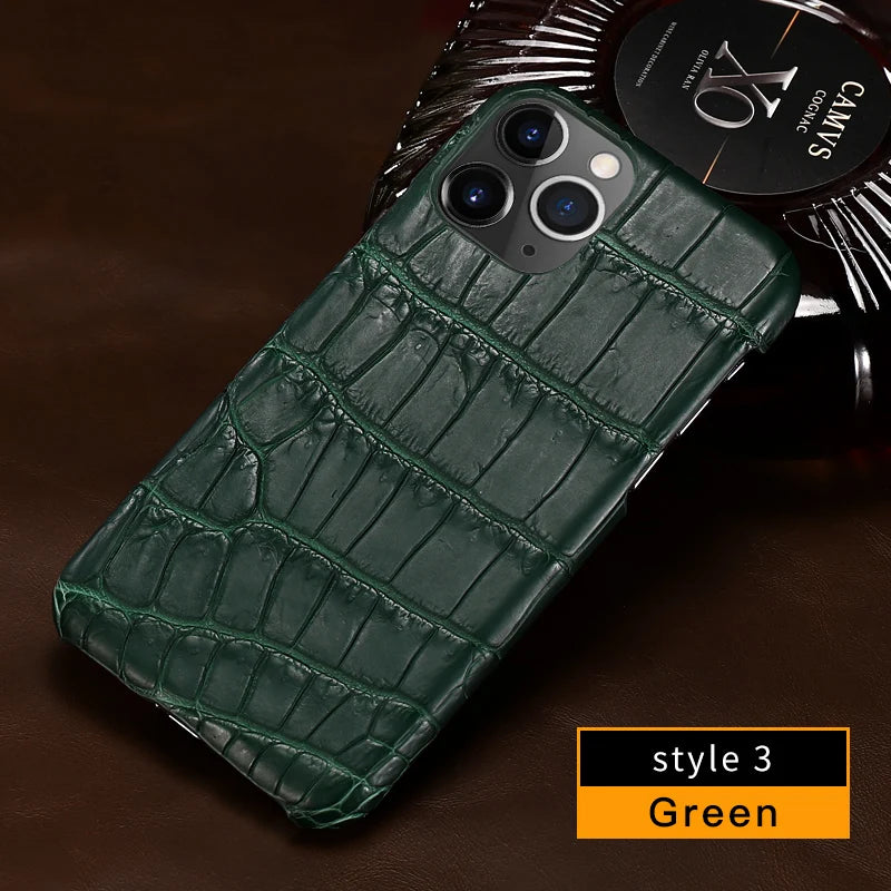 Crocodile Leather iPhone Case: Military-Grade Shock Protection green 3 Tidesmit