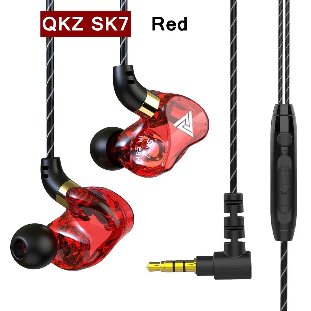 SK7 Wired Earphones With Microphone and Bass Stereo | Tidesmit SK7 Red Tidesmit