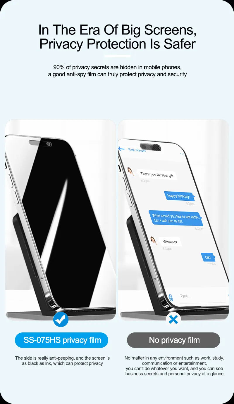 Sunshine SS-075HS HD Privacy Hydrogel TPU Screen Protector Cutting Machine SS-890C Pro for Max for Cellphone Tool Product (Pack x 50 Units) Tidesmit