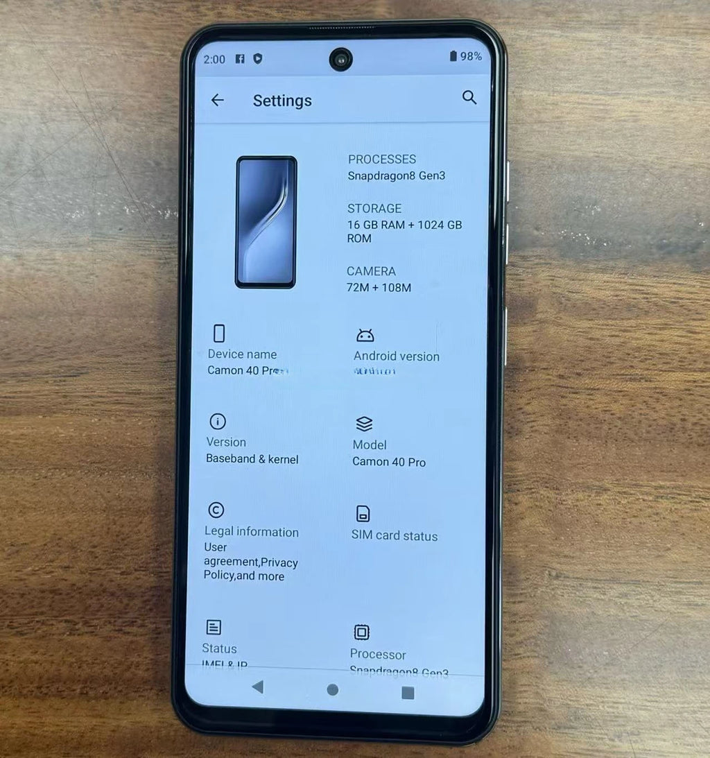 Camon 40 Pro 5G smartphone rear view showing 108MP camera lens and sleek design in gallery view position 7