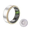 Smart Ring SR06 5ATM Silver Gold Fitness Tracker App Control Heart Rate Blood Oxygen Pressure Sleep Step Distance Monitor for silver+edge gold with Case charging SR06 Tidesmit