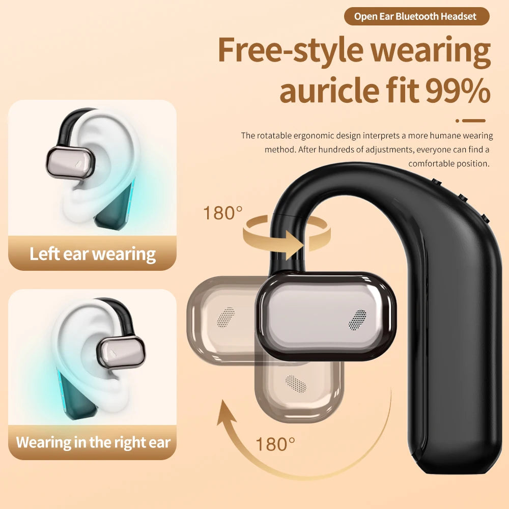 Wireless Earbuds Single Ear OWS Wireless Headset Bone Conduction Over-Ear Stereo Bass Earphones With Earhooks for Sports Running Tidesmit