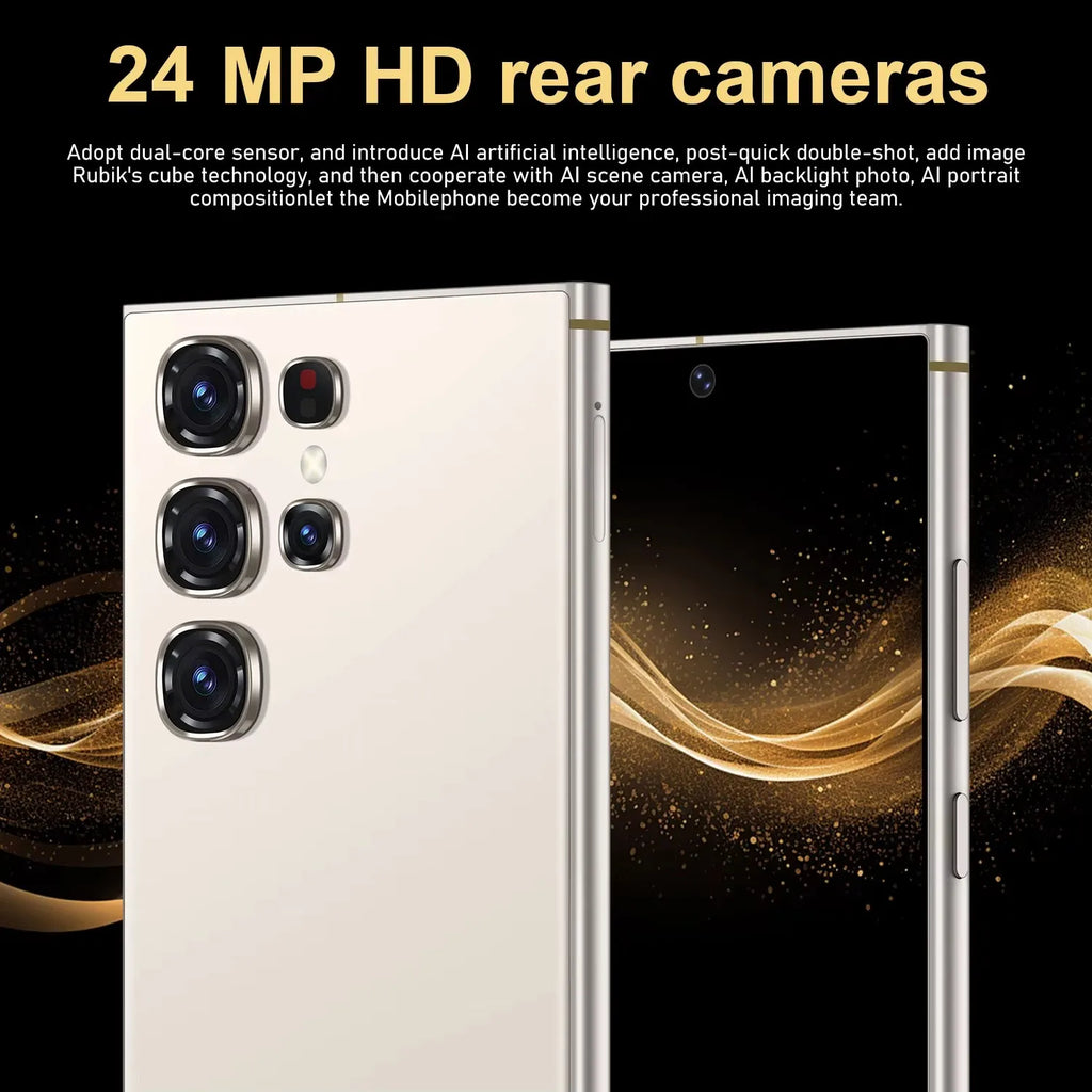 Tidesmit S25U smartphone with dual cameras, fast charging, and long-lasting 4500mAh battery in a sleek modern design.