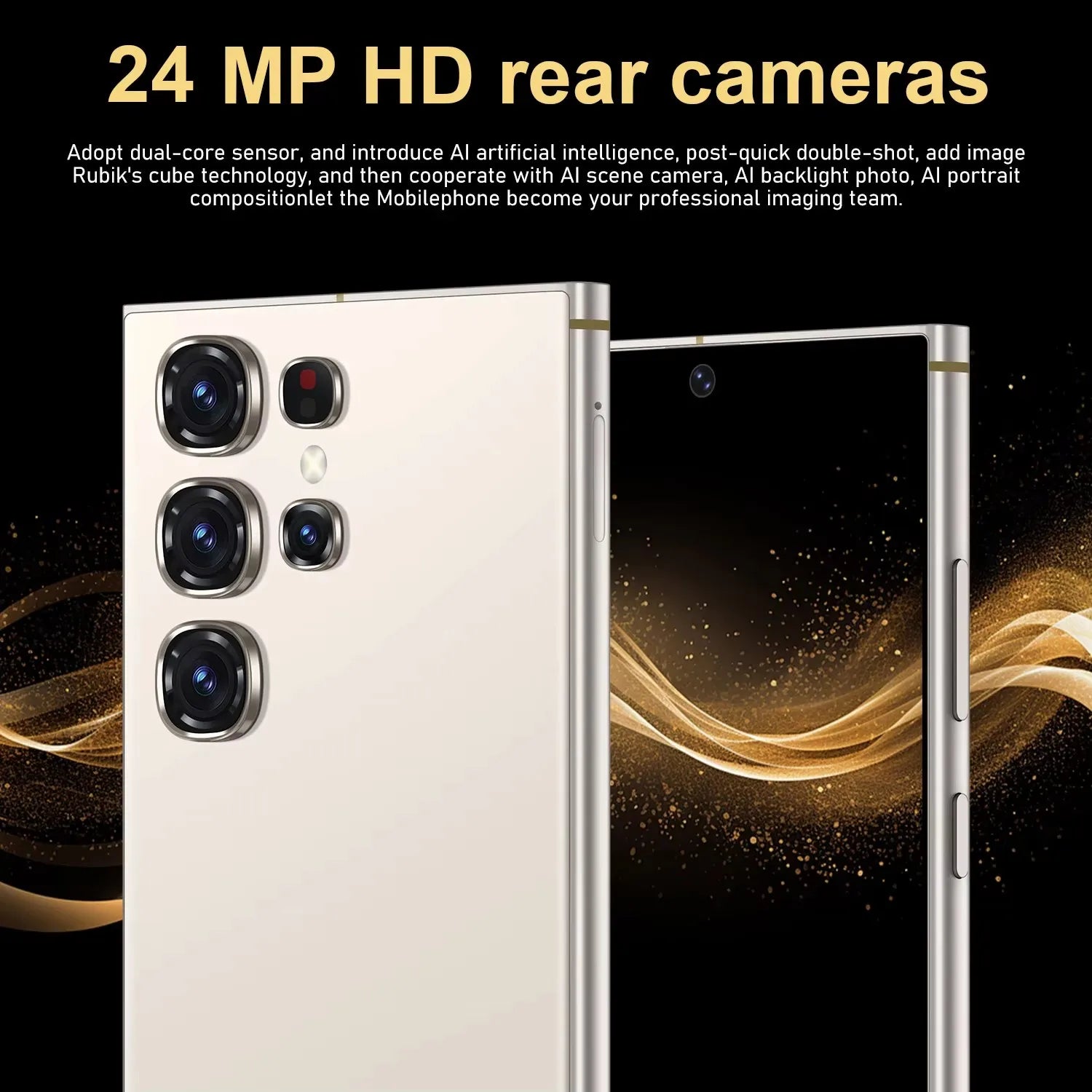 Tidesmit S25U smartphone with dual cameras, fast charging, and long-lasting 4500mAh battery in a sleek modern design.