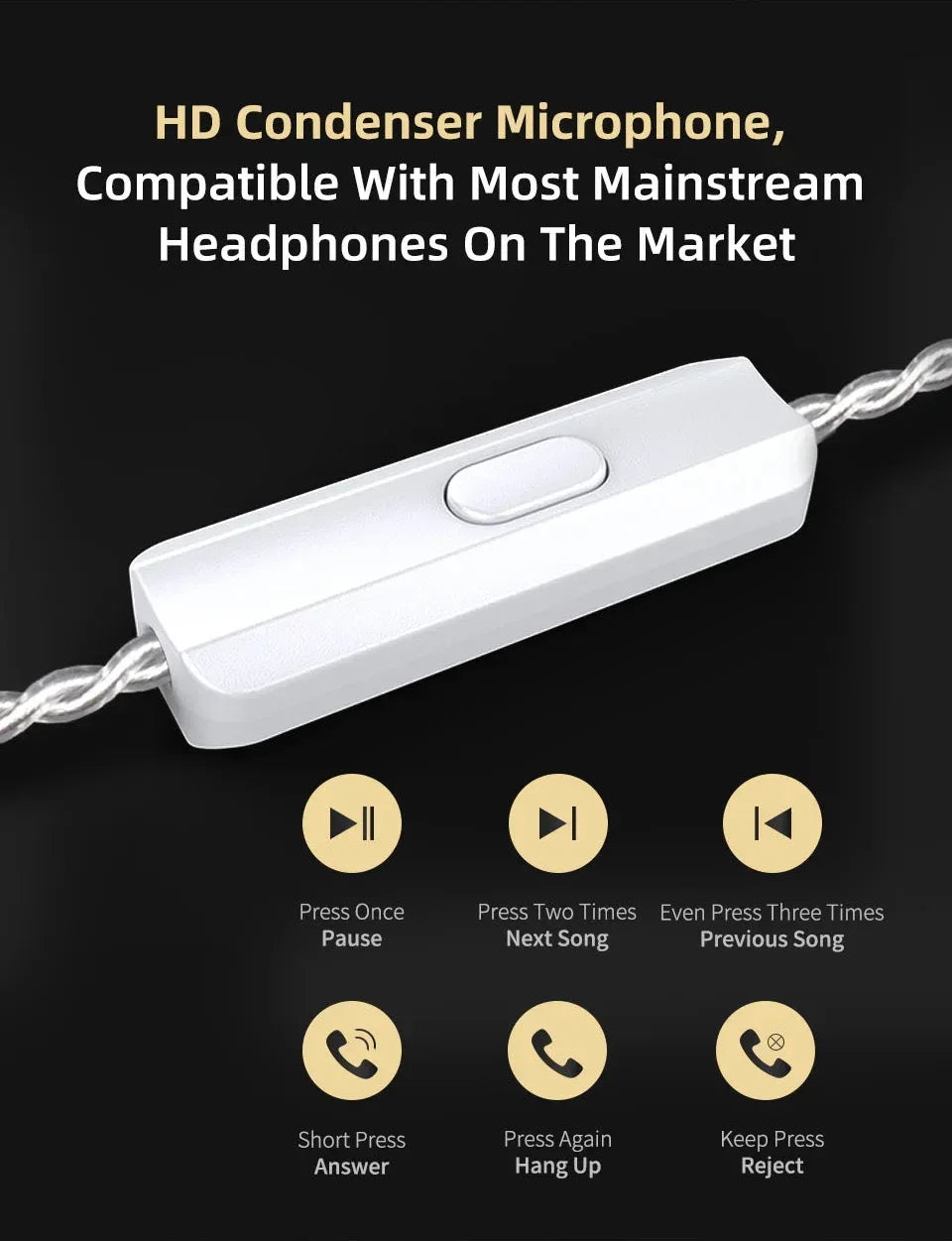 Wired In-Ear Monitors with Mic - Hybrid HiFi Bass Audio | Tidesmit Tidesmit