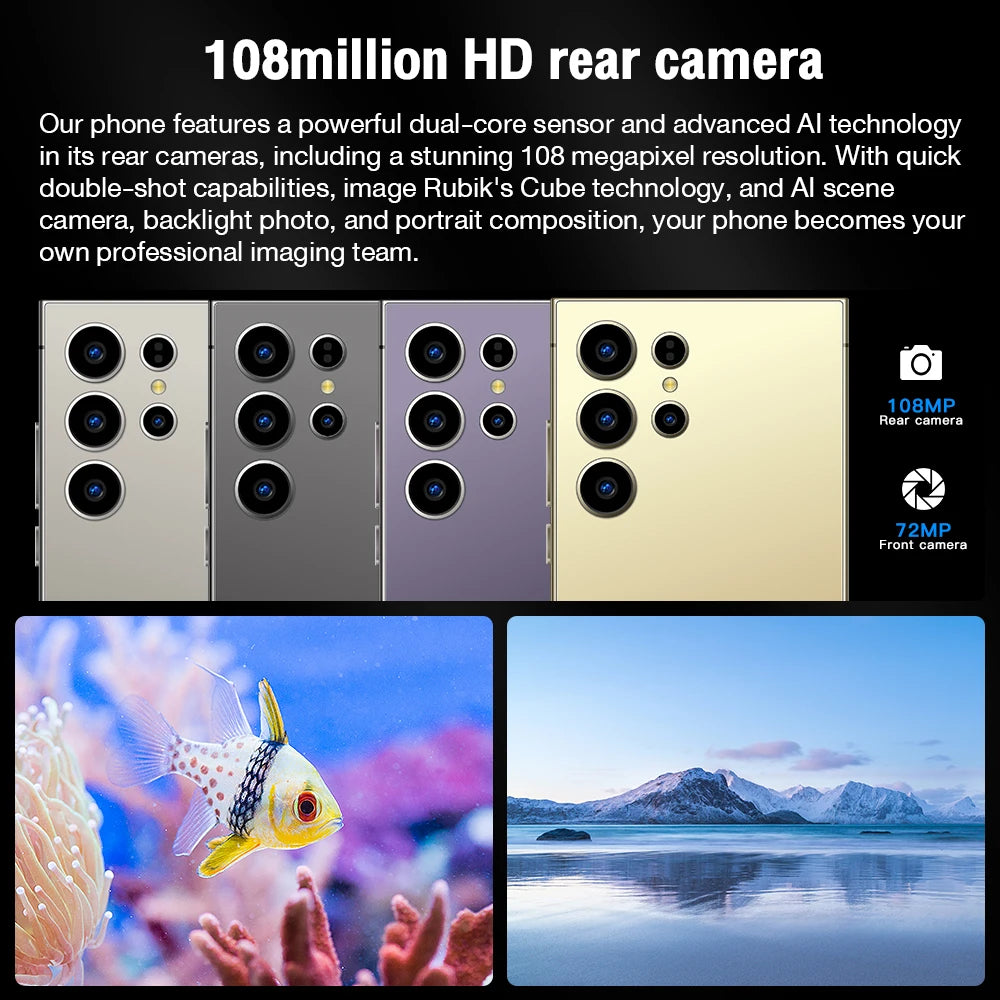 Samsun S24 ultra S Pen Android Cheap Phones 6 128G Smart Phone 7.3 Inch Phone Fast Charging Unlock 5G WIFI Tidesmit