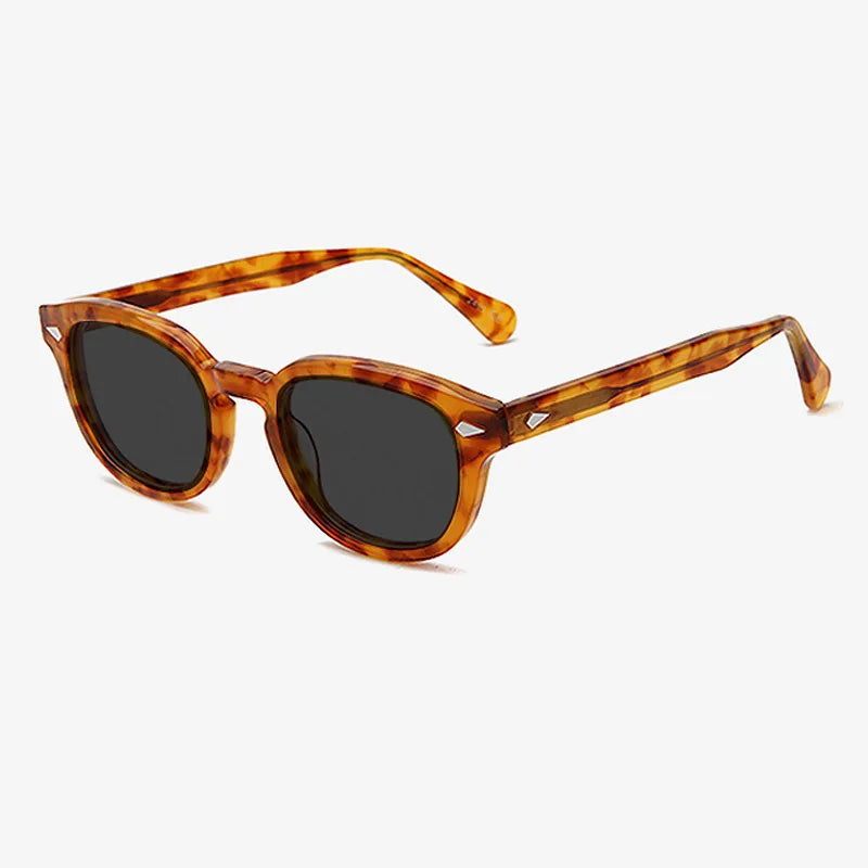 Unisex Handmade Acetate Sunglasses Custom Logo Stylish Round Luxury Vintage Classic Sunglasses in Black Frames
