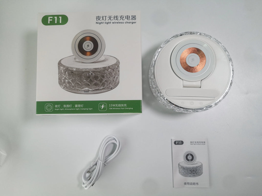 New Products Factory Price Camping Light 15W Wireless Charger Fast Charging Desktop Lamp Decoration Stand Wireless Phone Charger Tidesmit