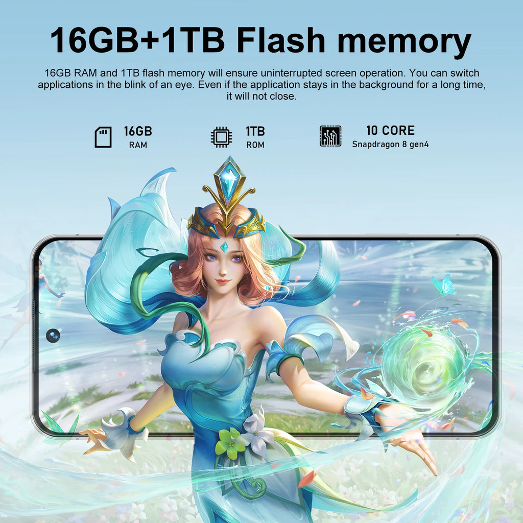 Tidesmit 5G Smartphone 16GB RAM 1TB Storage 6.9 Inch AMOLED Display Tidesmit