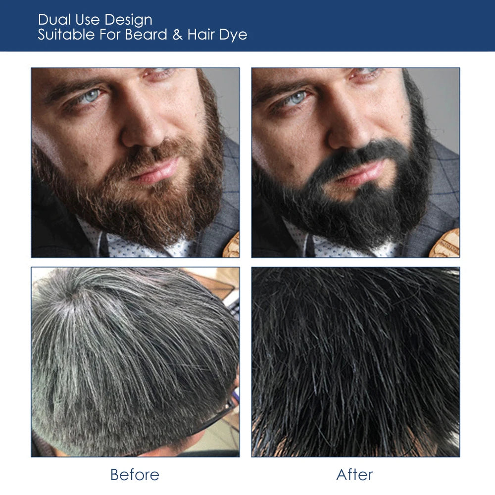 5pcs Instant Hair Dye Black Beard Shampoo for Men Natural Beard Coloring Temporary Blackening Moustache Shampoo Wash convenient