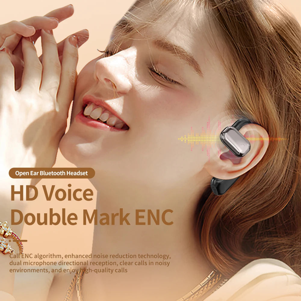 Wireless Earbuds Single Ear OWS Wireless Headset Bone Conduction Over-Ear Stereo Bass Earphones With Earhooks for Sports Running Tidesmit