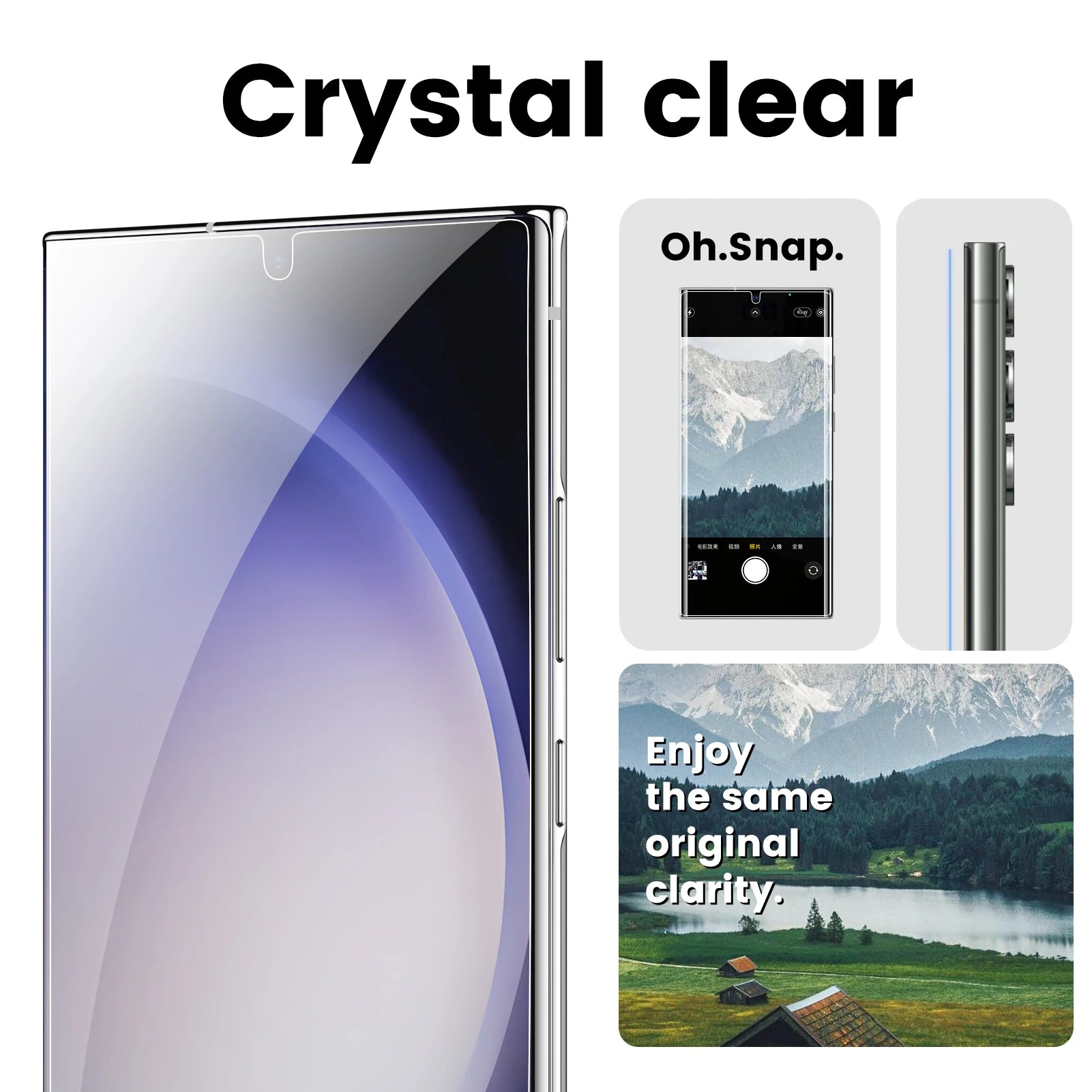24u/S23/22/21+ Curved Surface HD Clear Ceramic Soft Film Screen Protector Pull-Free Cabin Anti-Fingerprint Anti-Scratch for Tidesmit