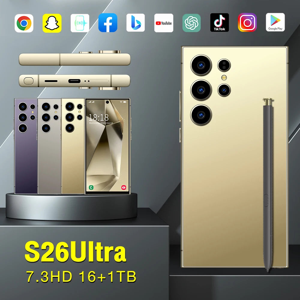 S26 Ultra 5G Smartphone, 1TB Storage, 16GB RAM, 7.3-inch Display Tidesmit