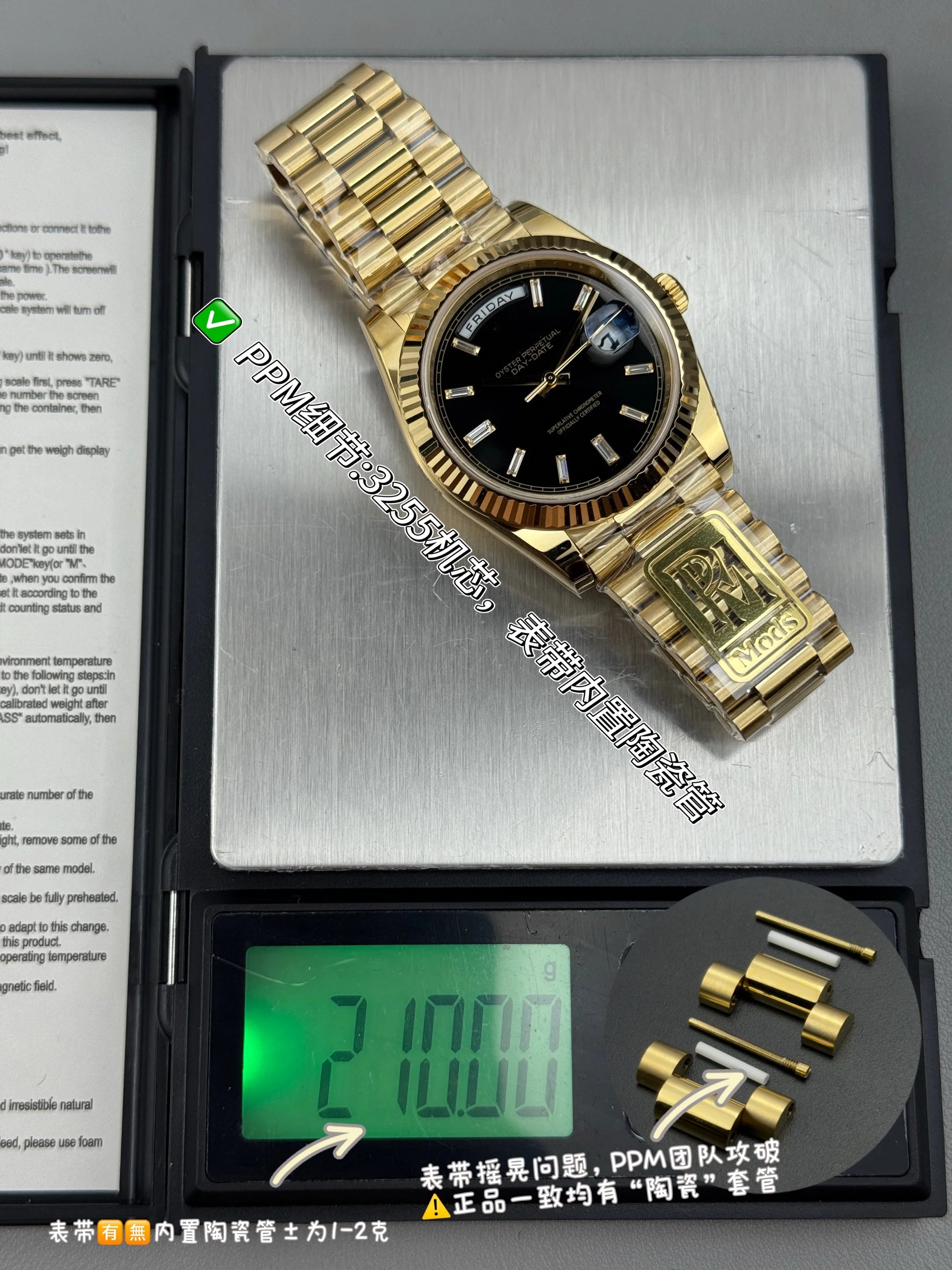 Super Quality Waterproof Mechanical Watch 41mm PPM Factory 904L Steel 3255 Movement 228238 Weighted 208g Green Watch President