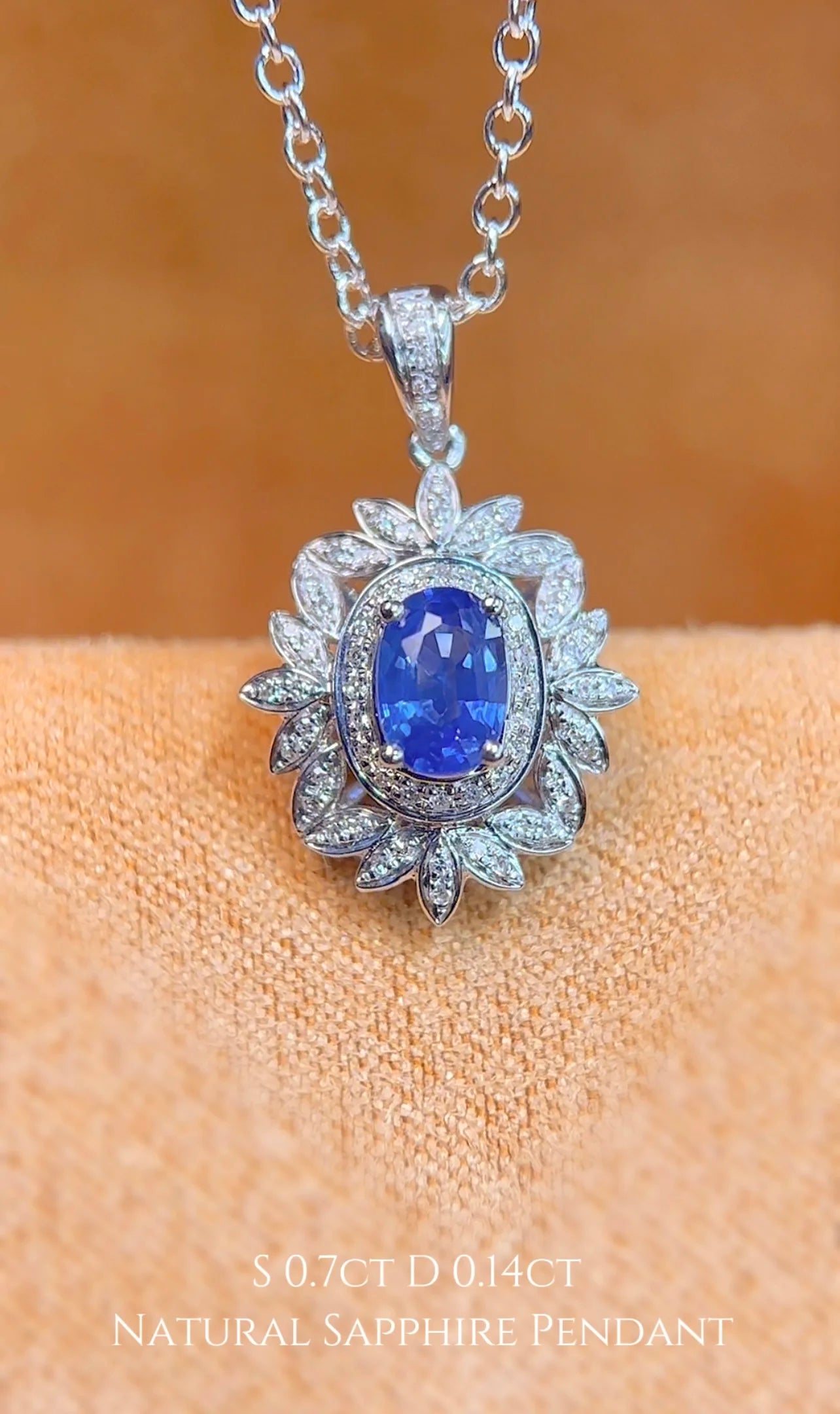 Lanphear Factory 18K White Gold Luxury Jewelry Fashion Chains Natural Diamond Pendant for Women Natural Sapphire Fine Necklaces