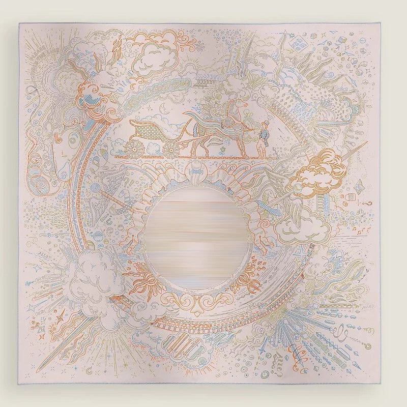 Luxurious 90*90cm Square Digital Art Explosion Printed Silk Scarf Gift Specially Designed for Elegant Individuals