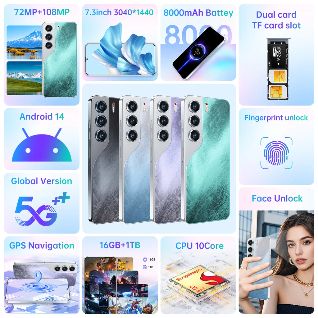 High Quality Camon 40 Pro Original 16GB +1TB Mobile Phone 6800Mah Android 14 Large HD Gaming Custom Global 5G Smartphones Tidesmit