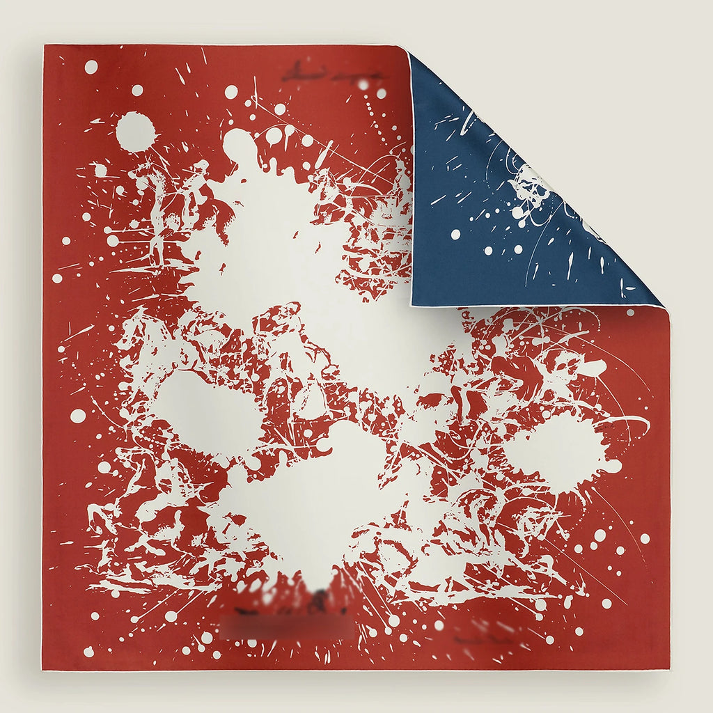 Luxurious 90*90cm SquareInk Dot Painting Collection Digital Printed Silk Scarf Gift Specially Designed for Elegant Individuals