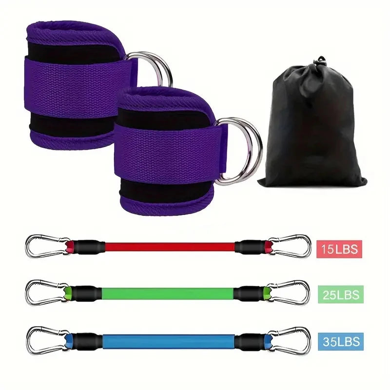6 Piece Ankle Resistance Bands With Cuffs for Working Out Glute Leg Exercise Booty Workout Equipment Purple Color Medium 19*15*4CM Tidesmit