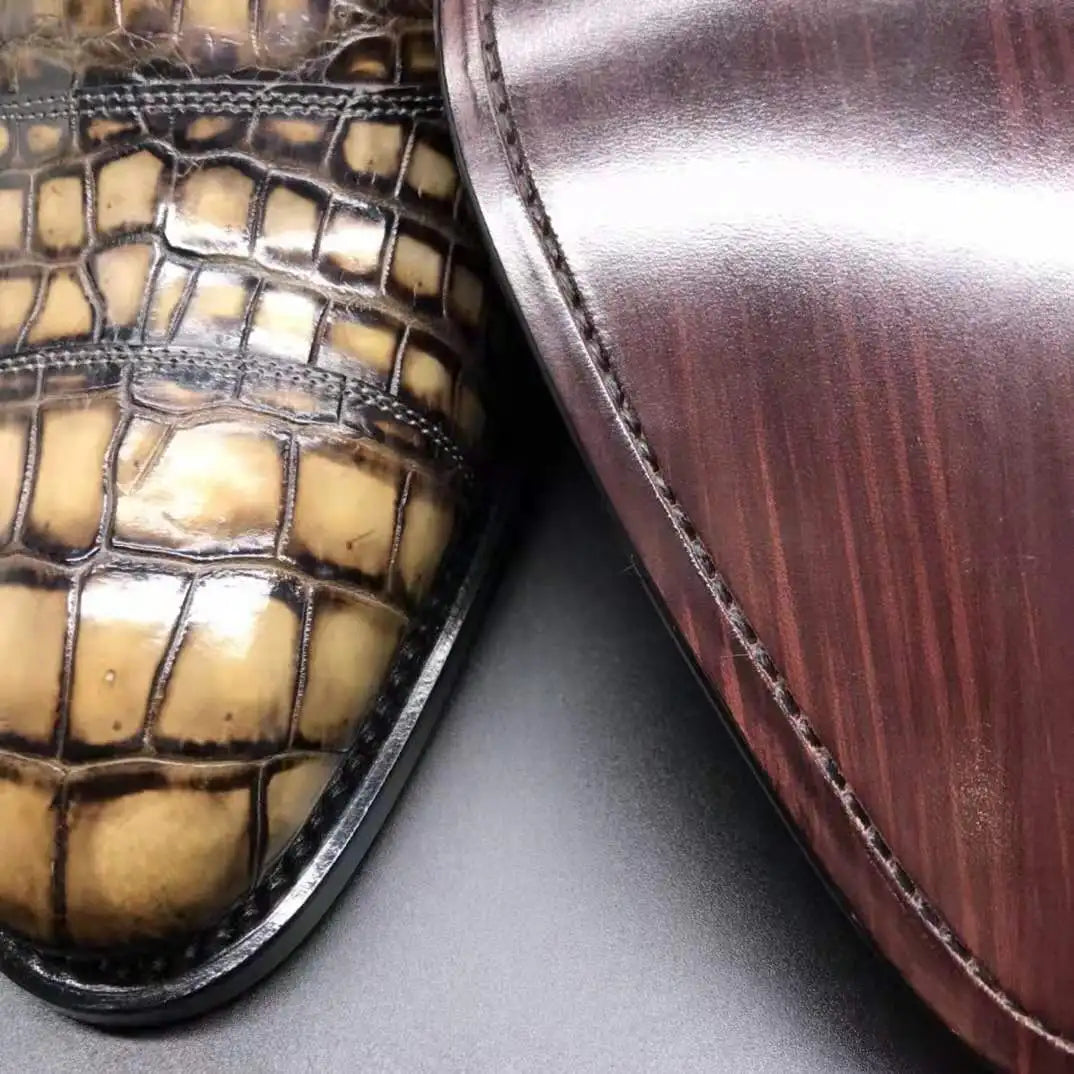 Goodyear High Quality Luxury Shoes Men Monk Strap Genuine Crocodile Leather Shoes for Men Custom Alligator Skin Men's Shoes