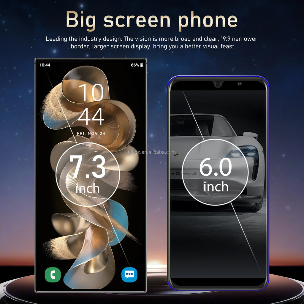 Tidesmit S24 Ultra 7.3 inch 5G smartphone with 16GB RAM 1TB storage and 108MP camera in sleek modern design.