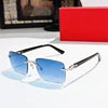 High Quality Rimless Glasses Luxury Men Branded Shades Women Vintage Fashion Frameless Designer Buffalo Horn Sunglasses