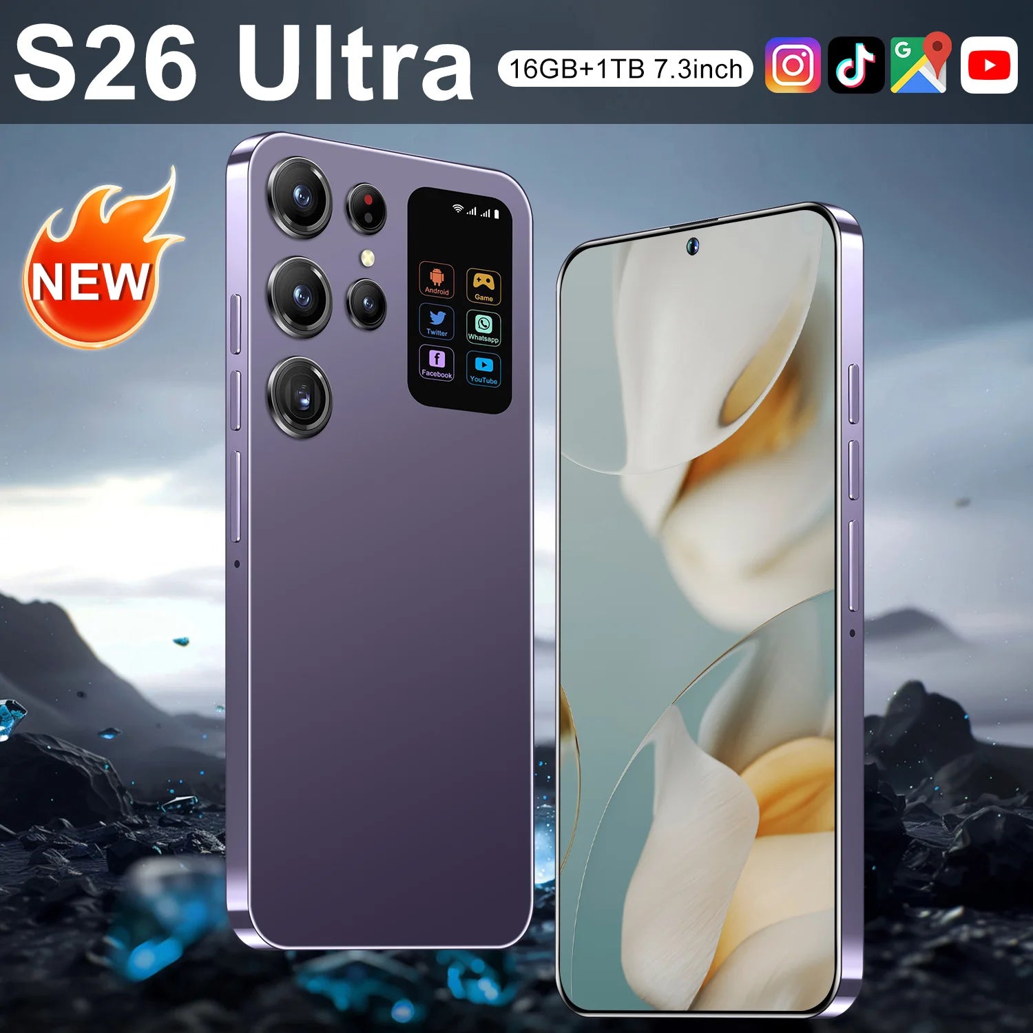 S26 Ultra 5G Smartphone 1TB Storage - 7.3-inch HD Display Tidesmit