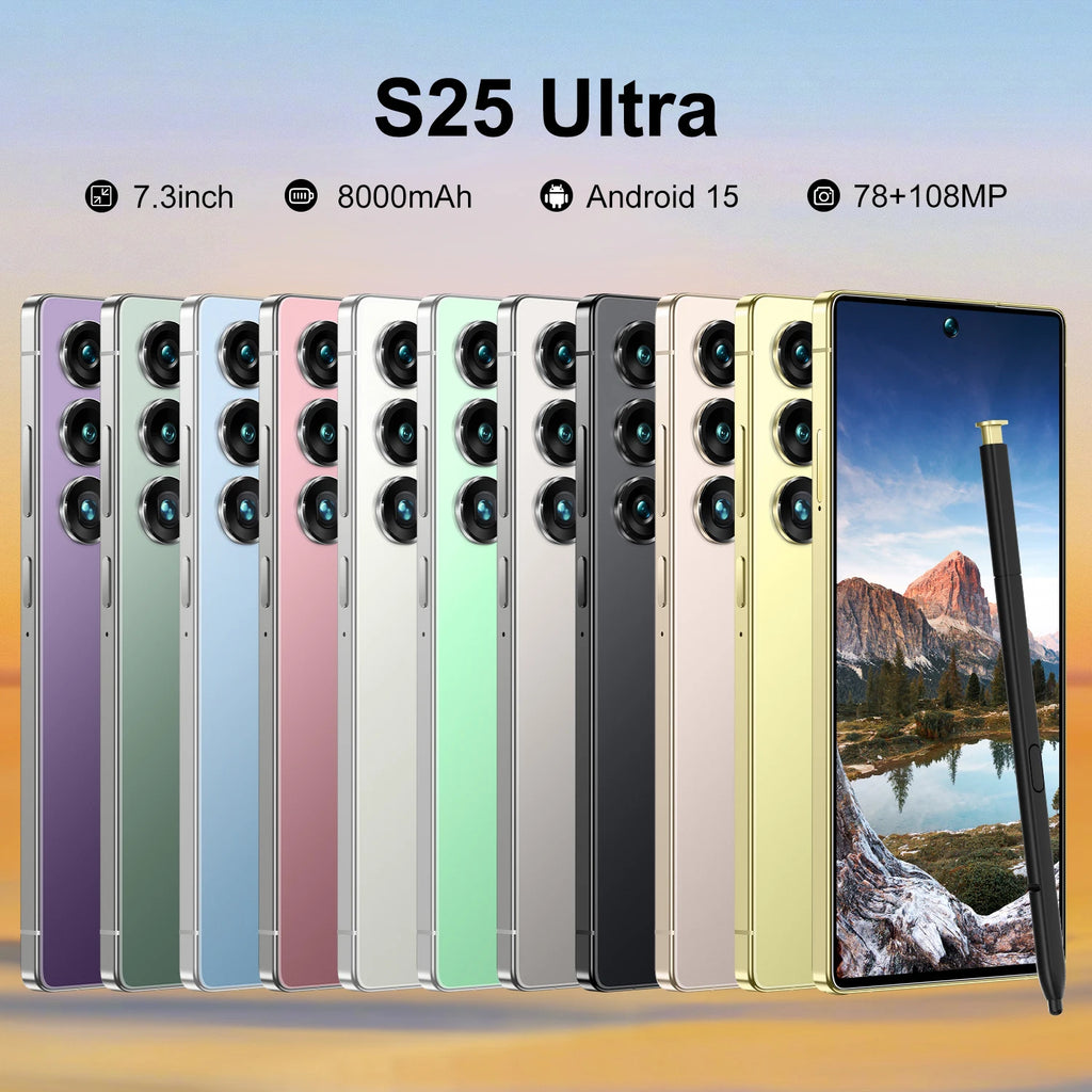 High Configuration S25 Ultra 2025 7.3Inch 22GB+1TB 5G Android 15 HD Screen 108MP Clear Camera Gaming Long Standby Smart Phone Tidesmit