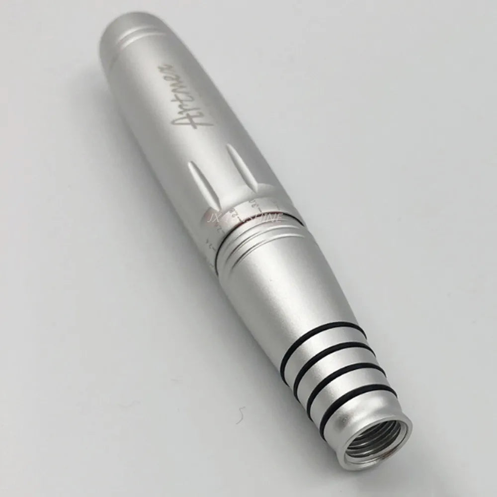 Silver Artmex V8 permanent makeup rotary pen handle for eyebrow, lip, and MTS tattoo machine systems.