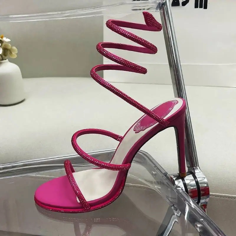 2023 Talon De Mariage Real Leather Silver Sole Wrap Around Luxury Heels for Lady