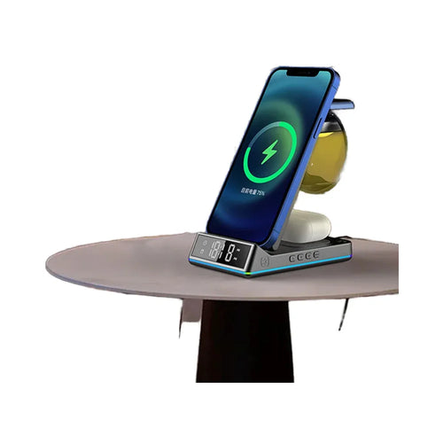 2024 Year Multifunctional Portable Phone Charger ABS LED Clock Universal Hot Multicolor Smart Alarm 10W 1.5A Black Wireless - Tidesmit