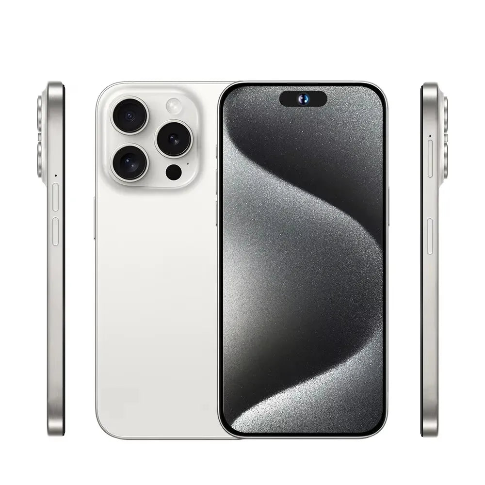 Unlocked Phone 15 Pro Max 8GB+512GB Dual Sim Card 4G 5G Smartphone 6.8 Inch OLED Screen I 15 Phone 15 Pro Max Smart Phone logo White Titanium 8g Tidesmit