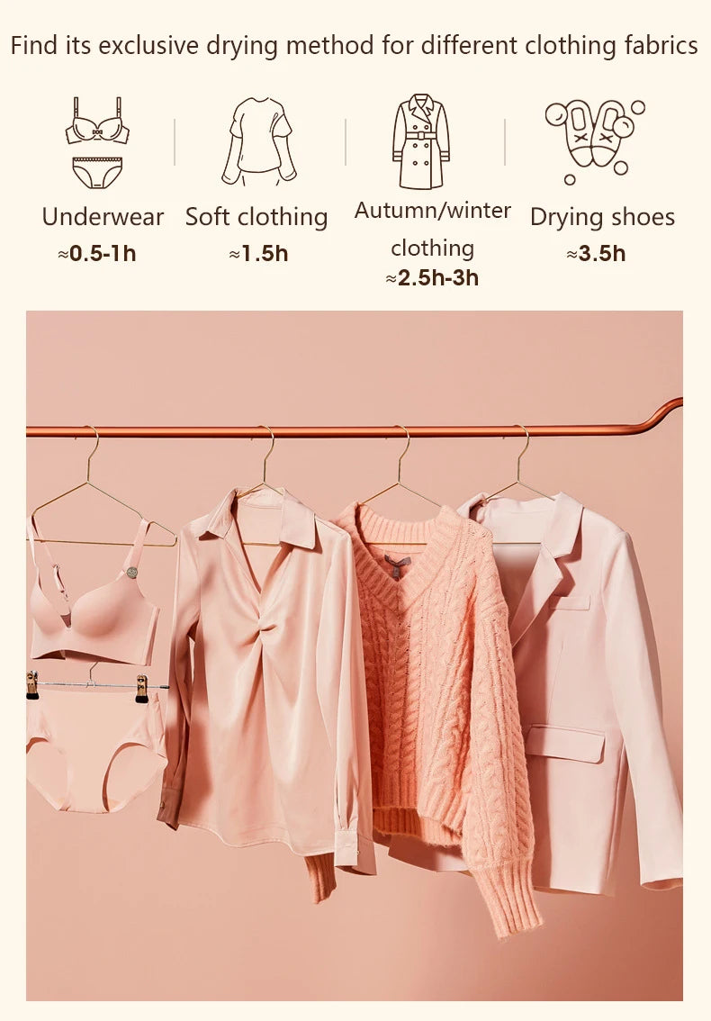 Tidesmit portable retractable clothes dryer and shoe drying machine with folding hanger for laundry sterilization