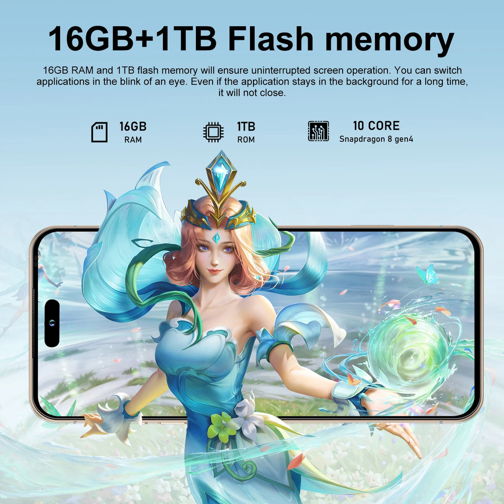 I17 Pro Max 7.3 inch smartphone with 108MP camera and 8000mAh battery in French edition