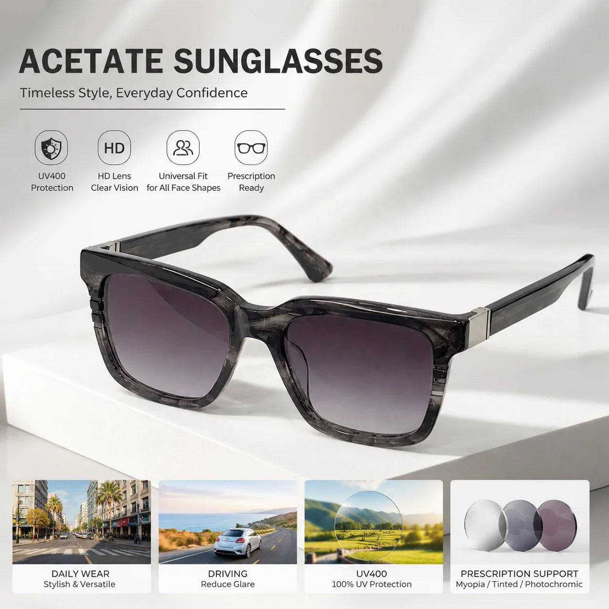 Luxury Square Polarized Sunglasses Fashion Vintage UV400 Outdoor Driving Shades Men Women Eyewear Sunglasses Supplier