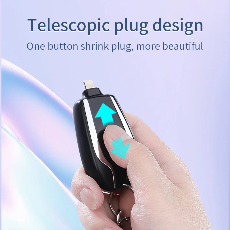 Power bank charger-1500Mah Mini Portable Charger External Keychain Battery Mobile Phone Emergency Power Bank Tidesmit