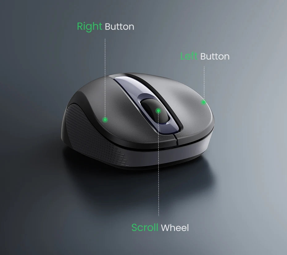 UGREEN Mouse Wireless Ergonomic Shape Silent Click 2400 DPI For MacBook Tablet Computer Laptop PC Mice Quiet 2.4G Wireless Mouse