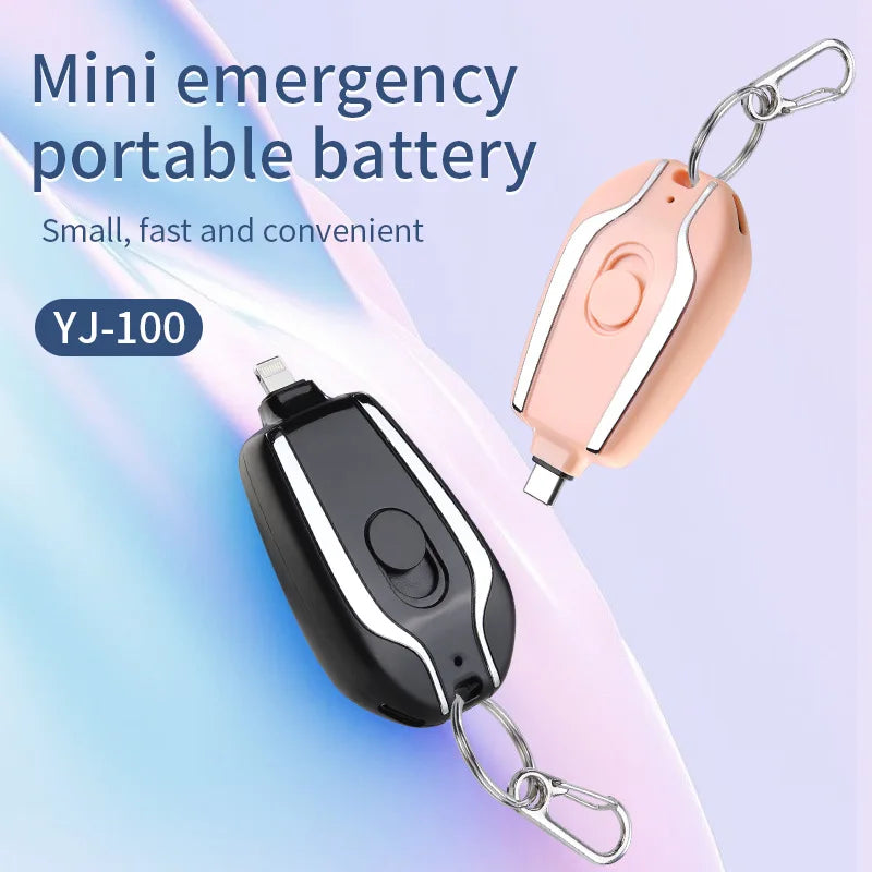 Power bank charger-1500Mah Mini Portable Charger External Keychain Battery Mobile Phone Emergency Power Bank Tidesmit