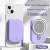 Power bank charger-EONLINE Magnetic Power Bank Wireless Charger 10000mAh Fast Charge Powerbank for iPhone Huawei Magnetic Series Universal Purple (POBA036) Tidesmit