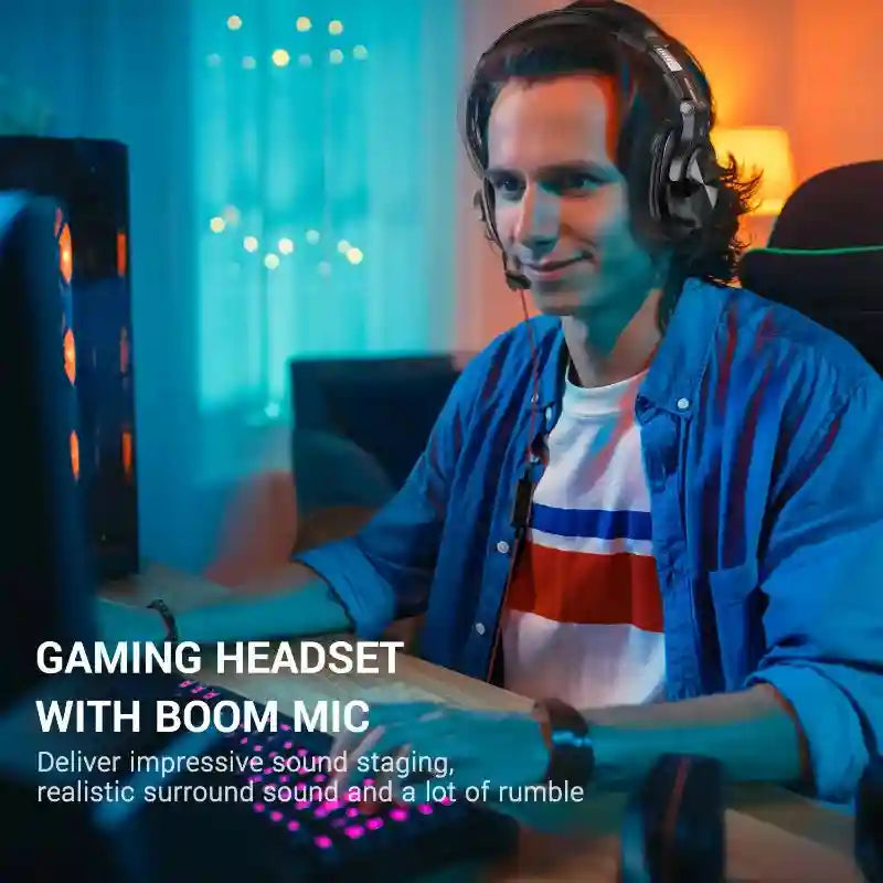 Wired Over-Ear Gaming Headset with High-Definition Microphone Tidesmit