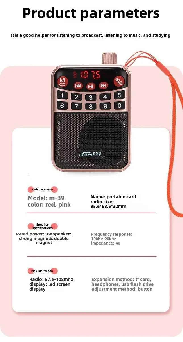 M-39 Portable for Bluetooth Card Speaker with Flashlight Function Wholesale Radio for Seniors Singing Opera Storytelling My Store