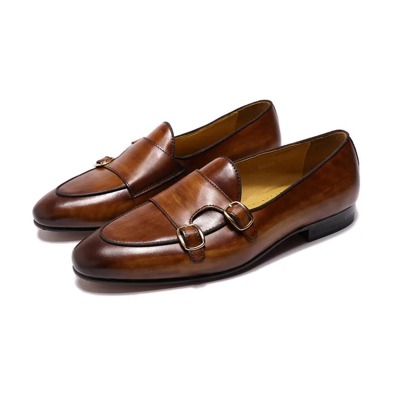 Luxury Formal Monk Strap Wedding Party Office Business Footwear Cow Leather Men Dress Shoes