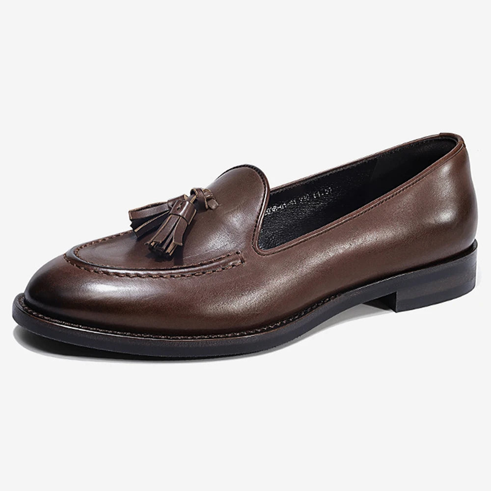 Classic Genuine Leather Women's Slip on Loafers High Quality Durable Sheepskin Cowhide Flats Shoes Daily Life