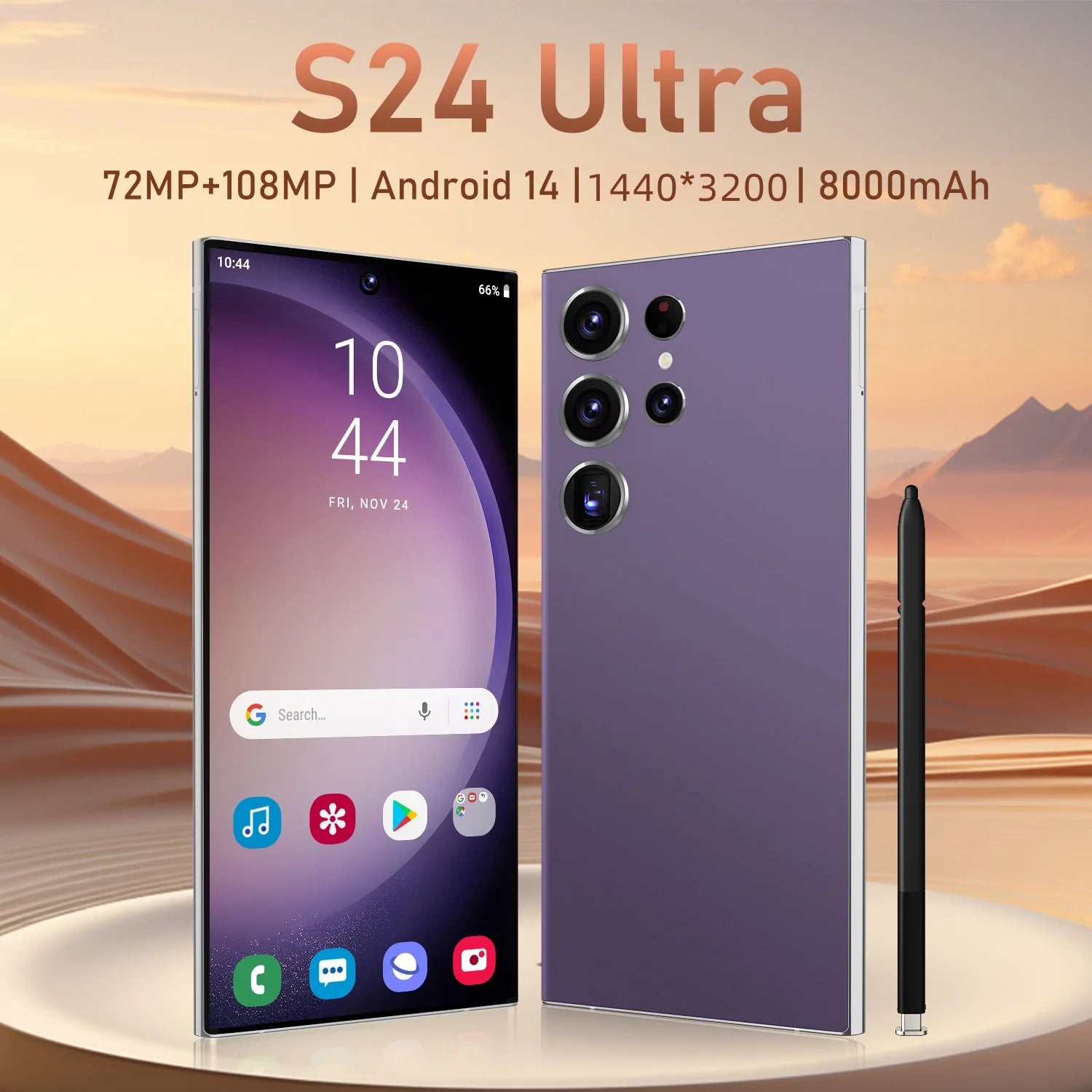 Wholesale S24 Ultra 16GB+1TB Android SmartPhone 5G Dual SIM Dual Standby Unlocked Mobile Phone S24 ultra Smart Phone Purple 16g 1TB Tidesmit