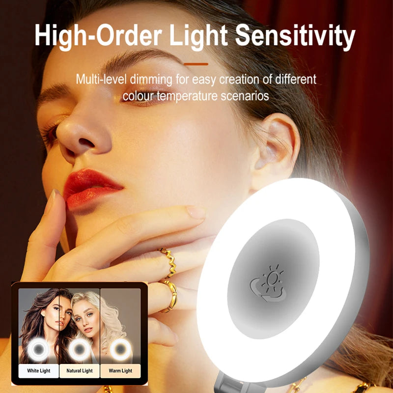 D07 Portable Mini Phone Selfie Fill Light Three-color Temperature Camera Pocket Light Ring Light with 1/4 Screw Interface Tidesmit