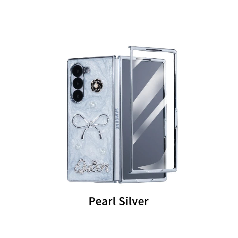 Dispensing Bow Glass Screen Protector Phone Case for Samsung Galaxy Z Fold 7/6/5/4 Silver OPP Bag Tidesmit